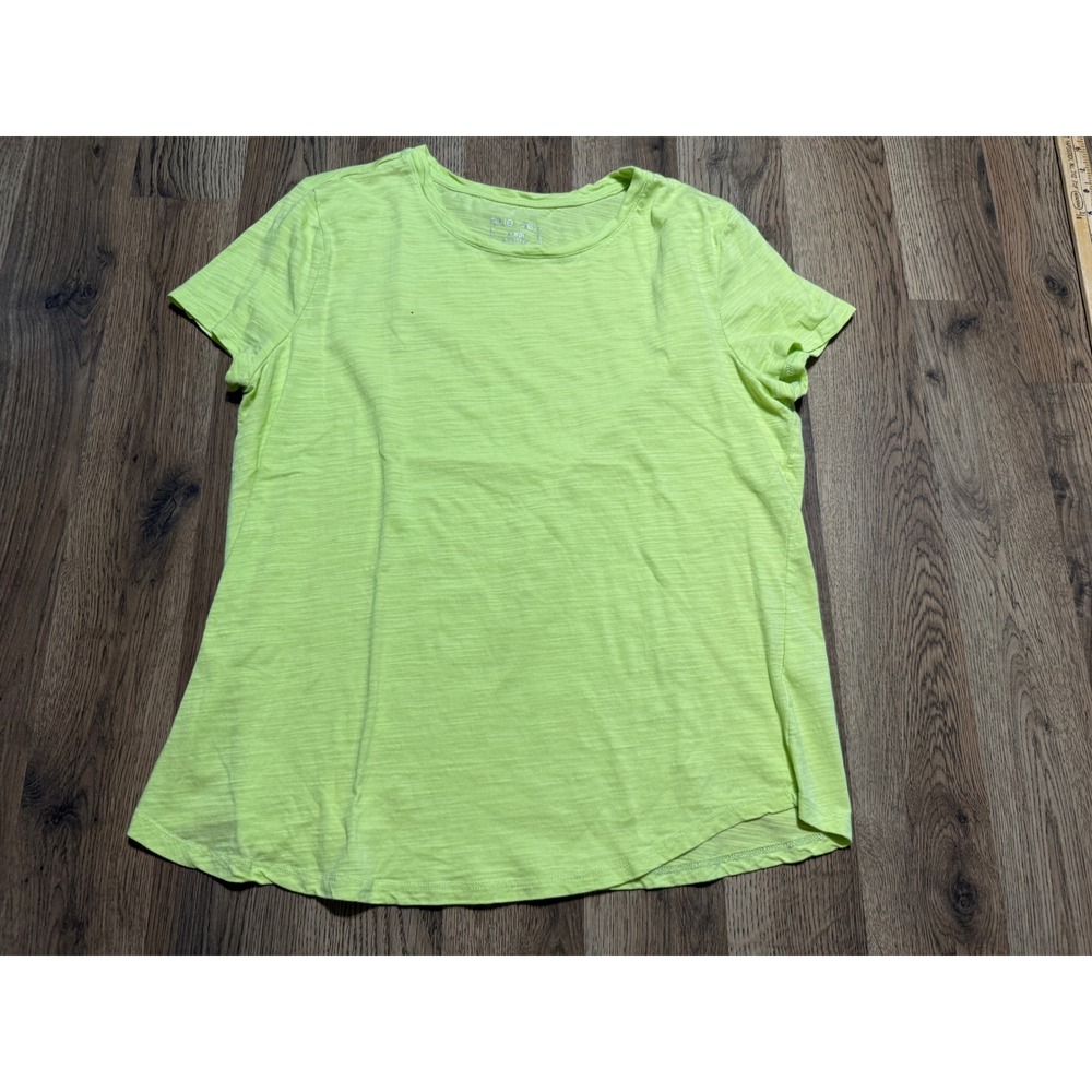 Blue Sol T-Shirt Womens Size XL Neon Green Short Sleeve Slub Knit Cotton Blend